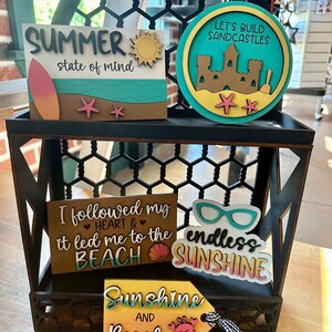Sunshine and Beach Tiered Tray / Summer Decor / Tiered tray decor