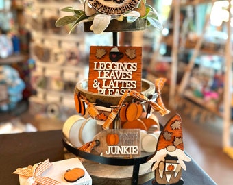 Pumpkin Spice Junkie Tiered Tray/ Tiered tray Decor / Fall Decor / Fall Tiered Tray