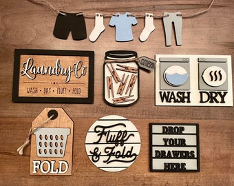Laundry Tiered Tray / Laundry Decor / Tiered tray decor