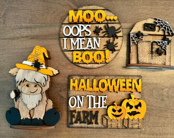 Halloween Cow Tiered Tray / Fall Decor / Tiered tray decor / Cow / Fall / Halloween