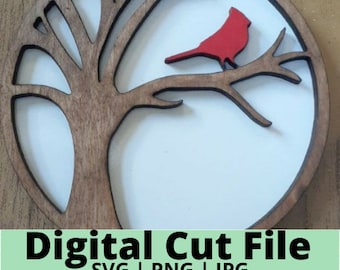Tree with Cardinal SVG | Tree with Cardinal SVG File | Tree with Cardinal Cut File