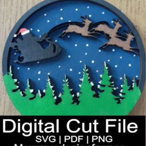 Santa with Sleigh Insert SVG | Santa with Sleigh SVG File | Santa Cut File