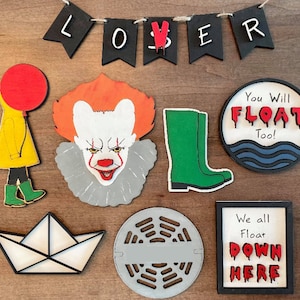 Clown Tiered Tray/ Tiered tray Decor / Halloween Decor / Clown Tiered Tray