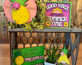 Pineapple Tiered Tray / Summer Decor / Tiered tray decor / Pineapple / Summer