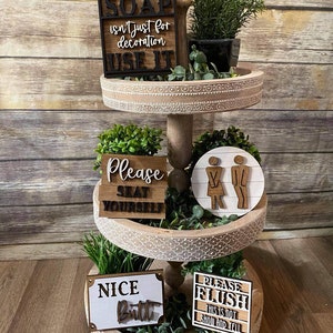 Bathroom Tiered Tray / Bathroom decor / Tiered tray decor
