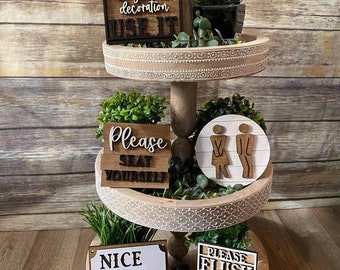 Bathroom Tiered Tray / Bathroom decor / Tiered tray decor