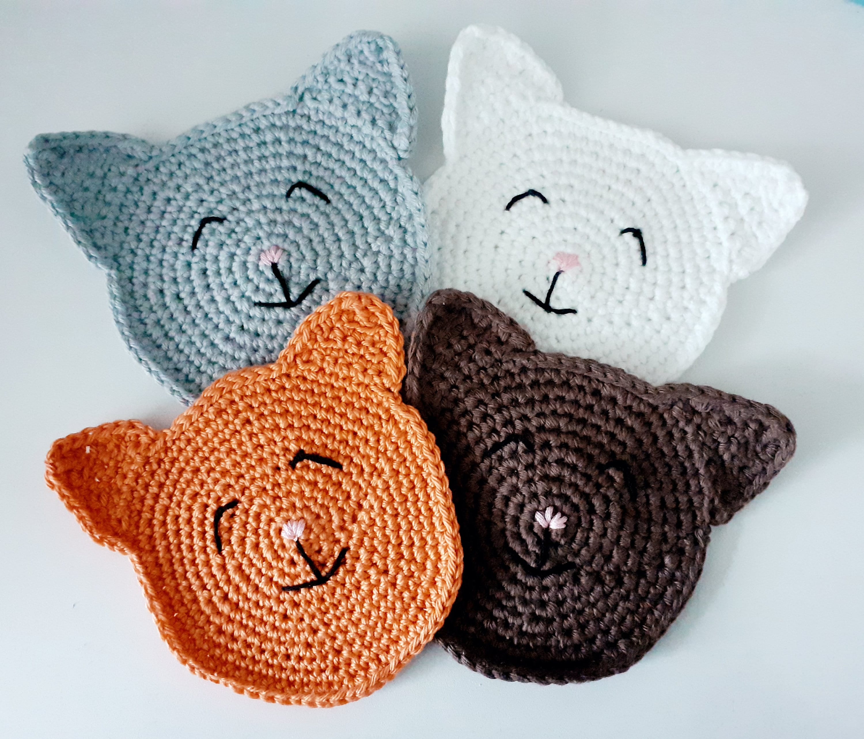 Downloadable Crochet Cat Coaster Pattern Etsy