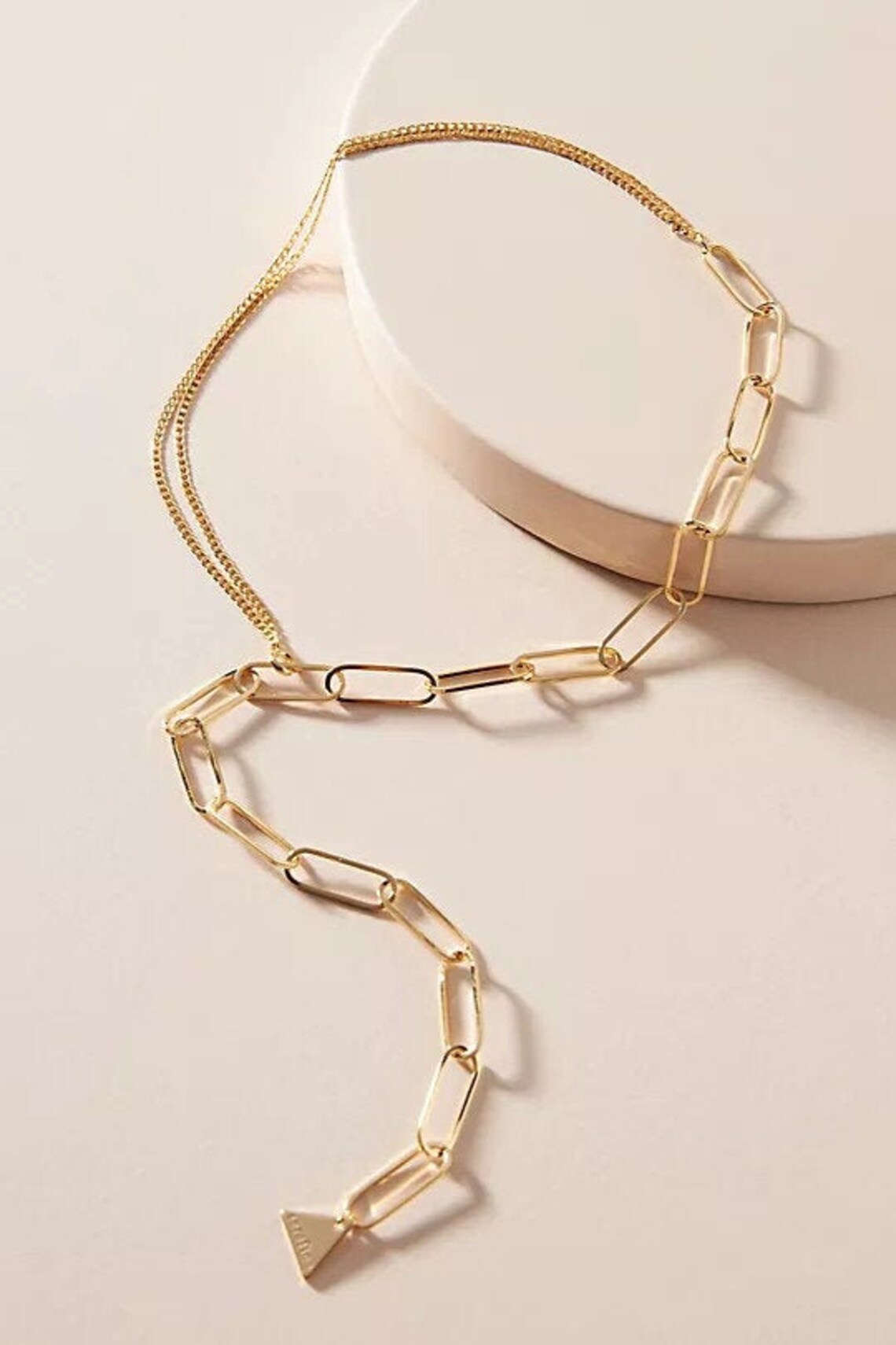 Half&Half Chain Necklace Perfect Layering Link Necklace with Etsy