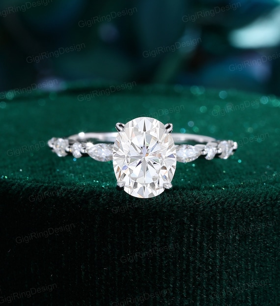 Oval moissanite 2024 engagement rings etsy