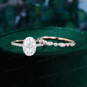 Anillo de compromiso de moissanita ovalada de 2,5 quilates, único anillo de compromiso de media eternidad en oro rosa, estilo marquesa vintage, para bodas y aniversarios.