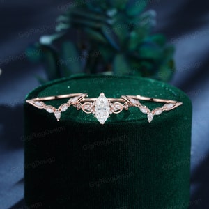 3pcs Marquise moissanite verlovingsring vrouwen Unieke Vintage 14k Rose gouden diamanten verlovingsring set Art Deco Bruidsbelofte Verjaardag afbeelding 4