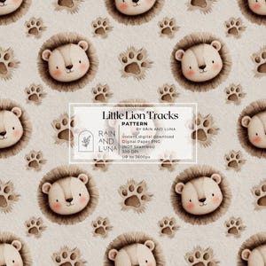 Huellas de león pequeño © Rain & Luna / Papel digital PNG NO sin costuras