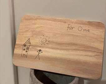 Breakfast board | Personalized | Child's drawing | Children | Gift | Keepsake | Engraving