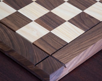 Drueke chess board wood , Handmade drueke chess board with walnut and chestnut