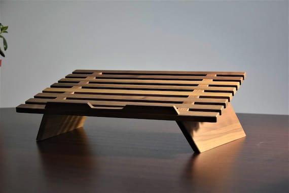 Laptop Stand Wood Made of Solid Walnut Wood Handcrafted Laptop
