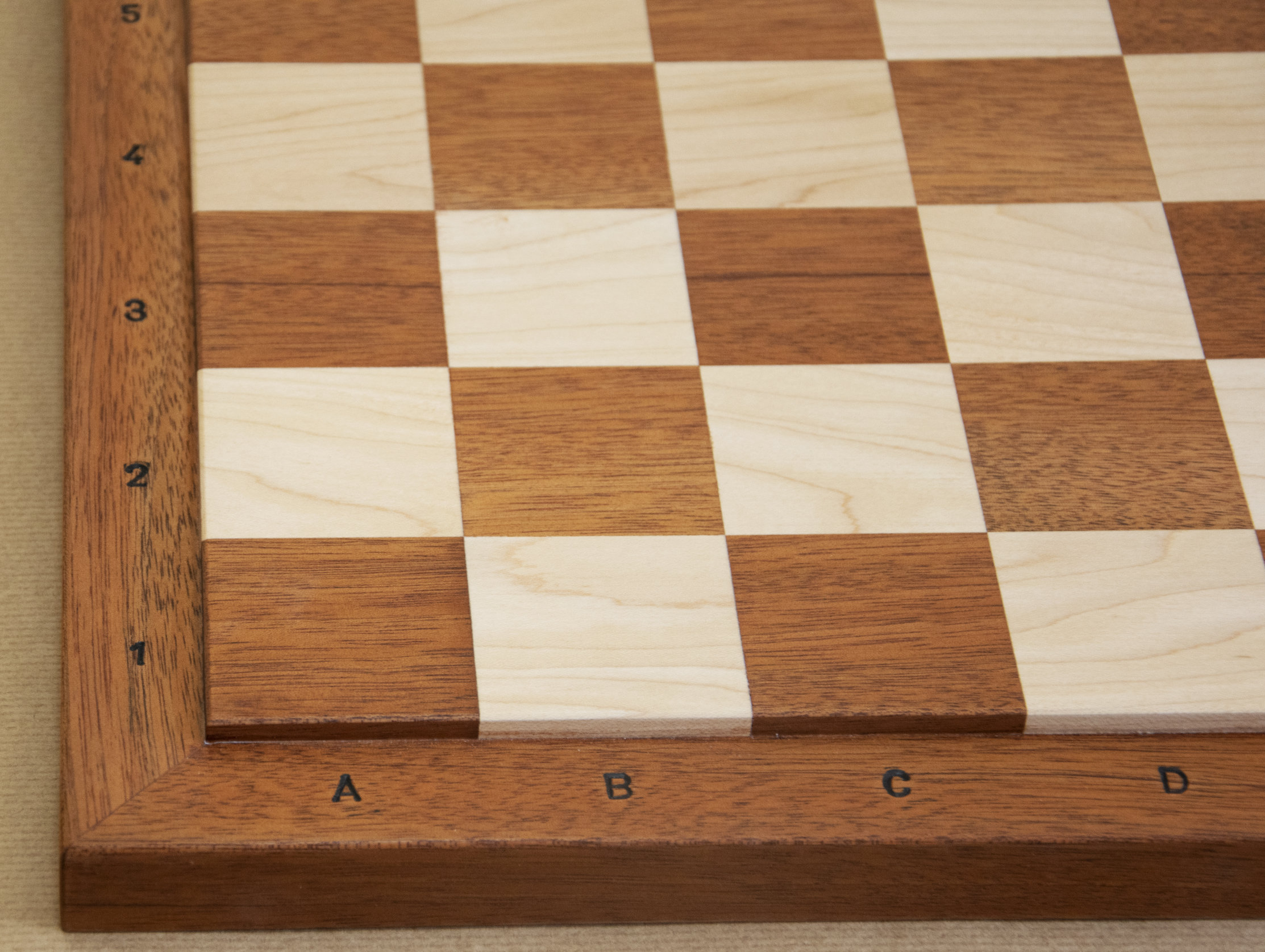 The House of Staunton Folding Mahogany and Maple Wooden Chess Board - 2.25  with Notation & Logo