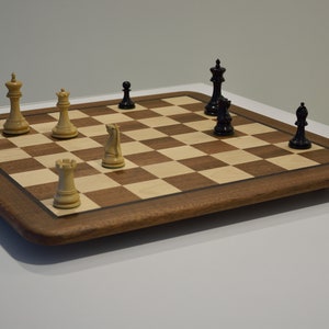 Handcrafted wooden chess board with sapele maple and wenge inlay, solid wood chessboard with feet for chess lovers, personalized gift