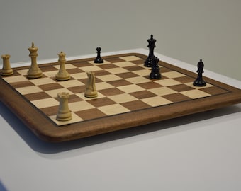 Handcrafted wooden chess board with sapele maple and wenge inlay, solid wood chessboard with feet for chess lovers, personalized gift