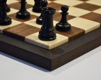 Modern raised chess board with solid wood / sapele and wenge handmade chessboard perfect for Christmas gift