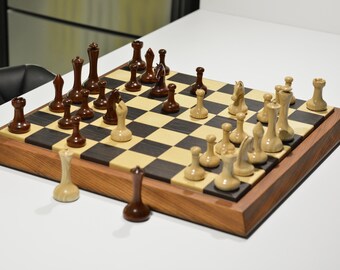 SGW製の木製チェスセット、手作りのローズウッドボードと「ピンダス