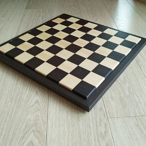 Zwart schaakbord met hardhout van wengé en kastanje, handgemaakt schaakbord toernooiformaat, voor schakers, perfect als schaakcadeau