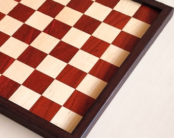 Tablero de ajedrez estilo Jaques, tablero de ajedrez de madera hecho a mano con maderas duras de Padauk, Arce y Wenge, disponible con grabado personalizado.