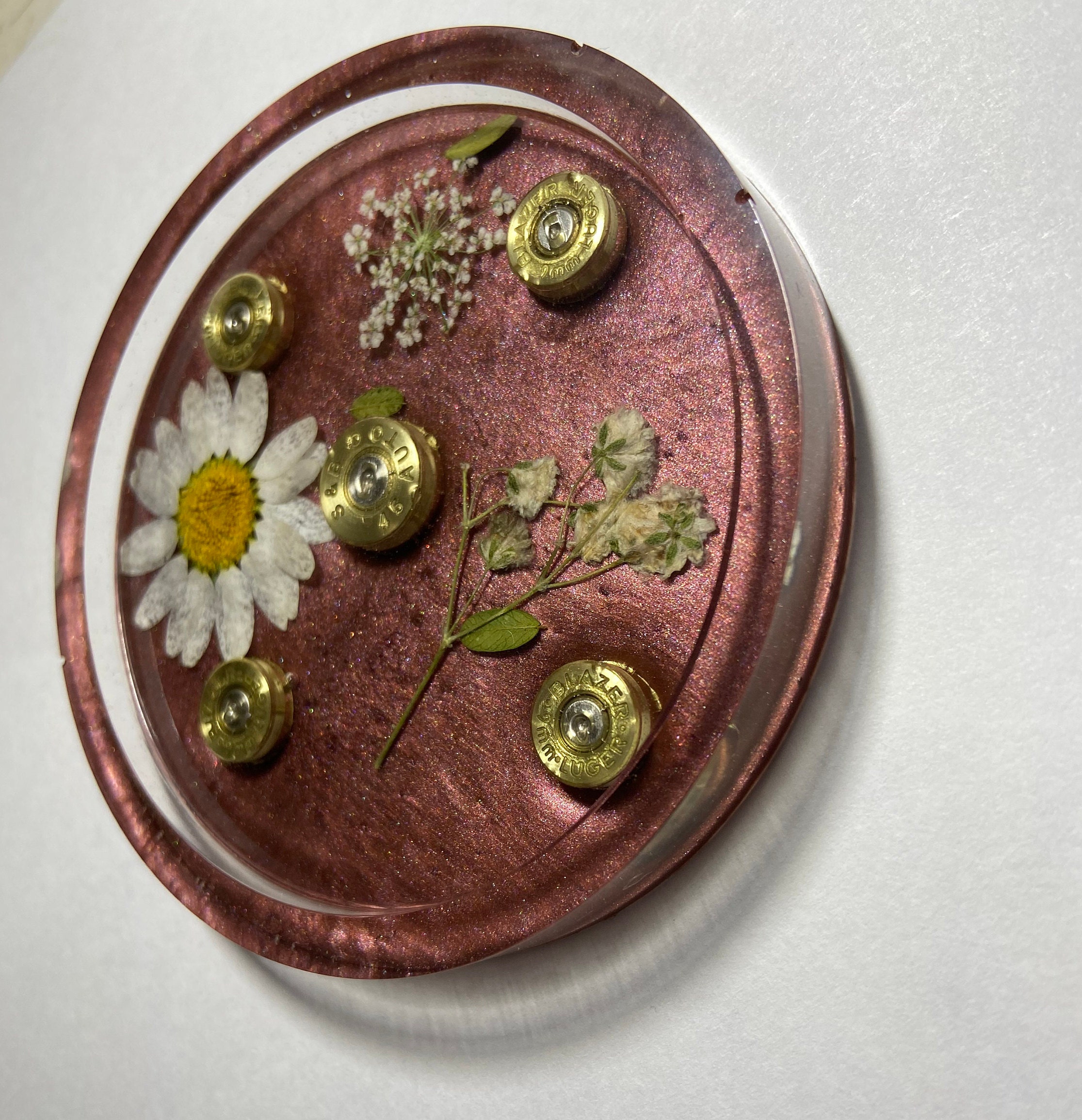 Epoxy Resin Coaster Floral Bullets Unique Gift Maroon Etsy