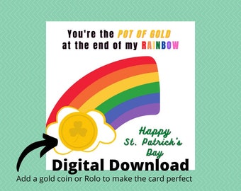 Pot d’or ~ St. Patrick’s Day ~ Gold at the End of the Rainbow Digital Download St Patricks Day Treats Ajouter Rolo ou Gold Coin à compléter