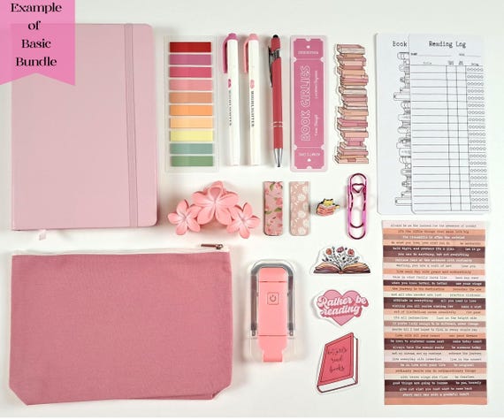 Pink Bookish Bundle, Mystery Gift for Book Lovers, Bookish Stationery Bundle, Annotation Kit