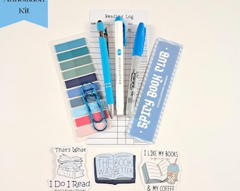 Blue Annotation Kit, Mini Annotation Kit, Mini Bookish Bundle, Mystery Gift for Book Lovers, Bookish Stationery Bundle