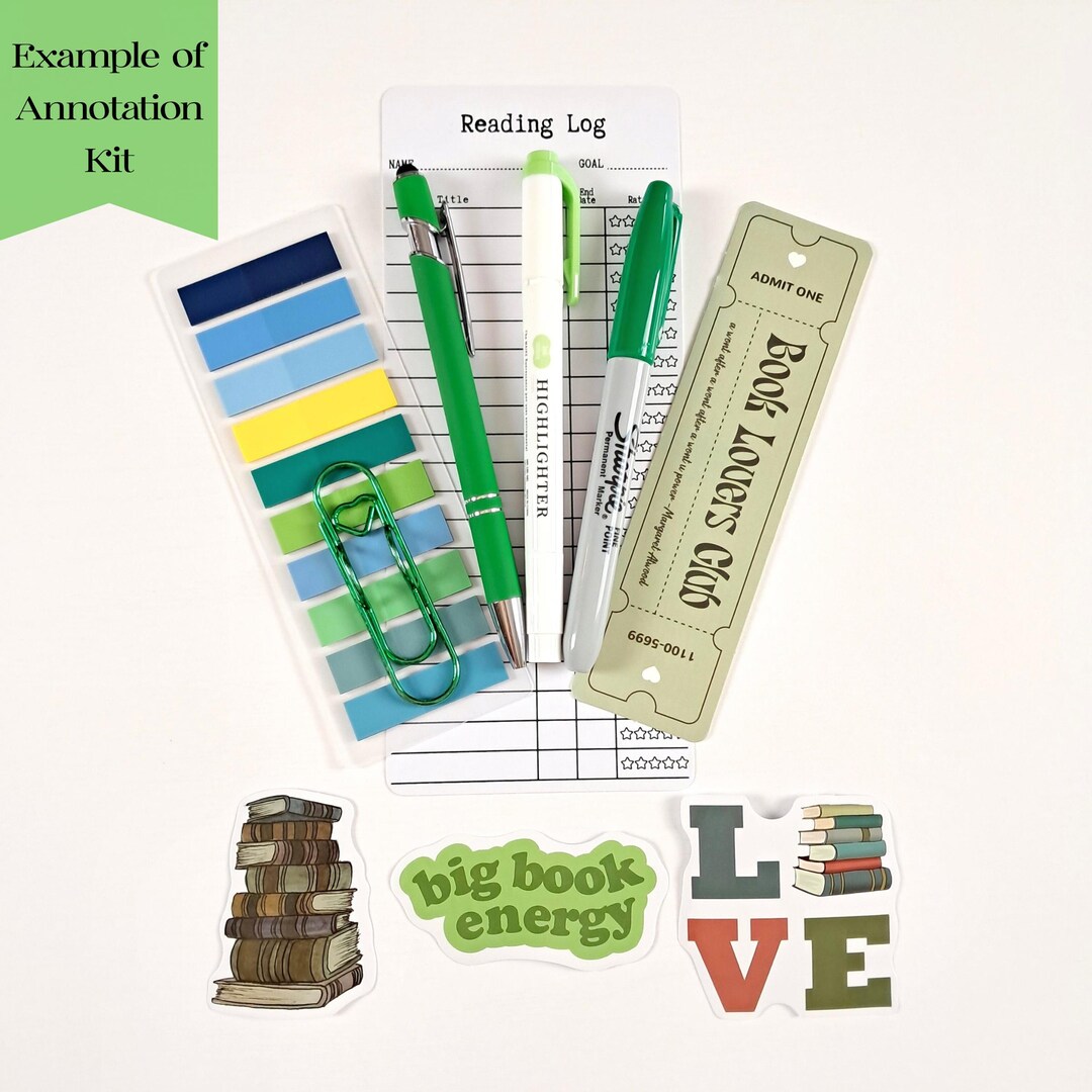 Book Annotation Kit Labels Green Annotation Kit, Mini Annotation Kit, Mini Bookish Bundle, Mystery ...