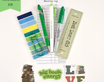 Green Annotation Kit, Mini Annotation Kit, Mini Bookish Bundle, Mystery Gift for Book Lovers, Bookish Stationery Bundle