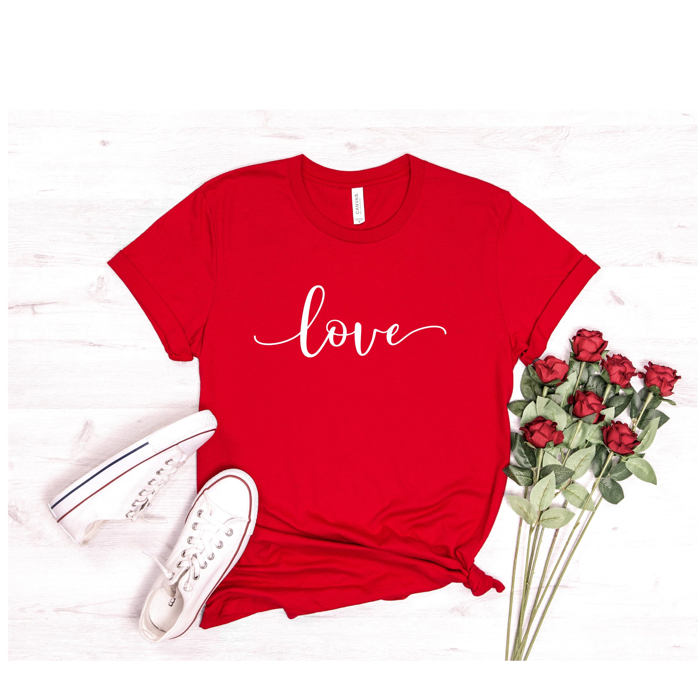 Script Love Valentine's Day Ladies Cotton T-Shirt