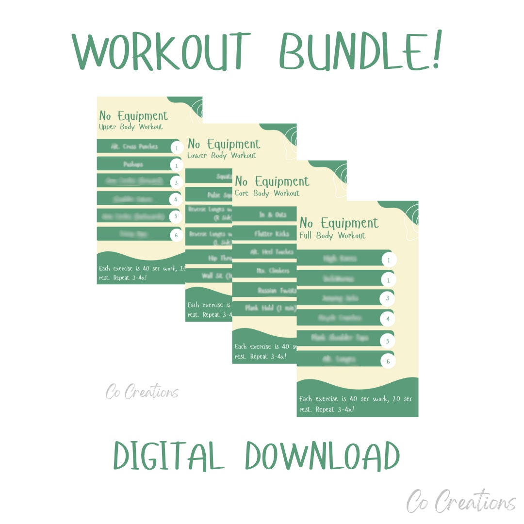 No Equipment Workout Bundle (digital Download) - Etsy