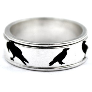 Sterling Silver Crow Spinner Ring: Handmade Meditation Jewelry