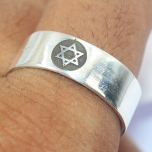 Engraved Star of David Ring, 925 Sterling Silver, Personalized Jewish Ring, Custom Name Inside, Hebrew Gift for Him or Her