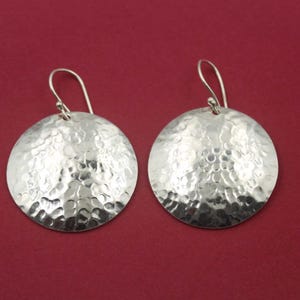 Hammered Sterling Silver Disc Earrings: Boho Statement Jewelry
