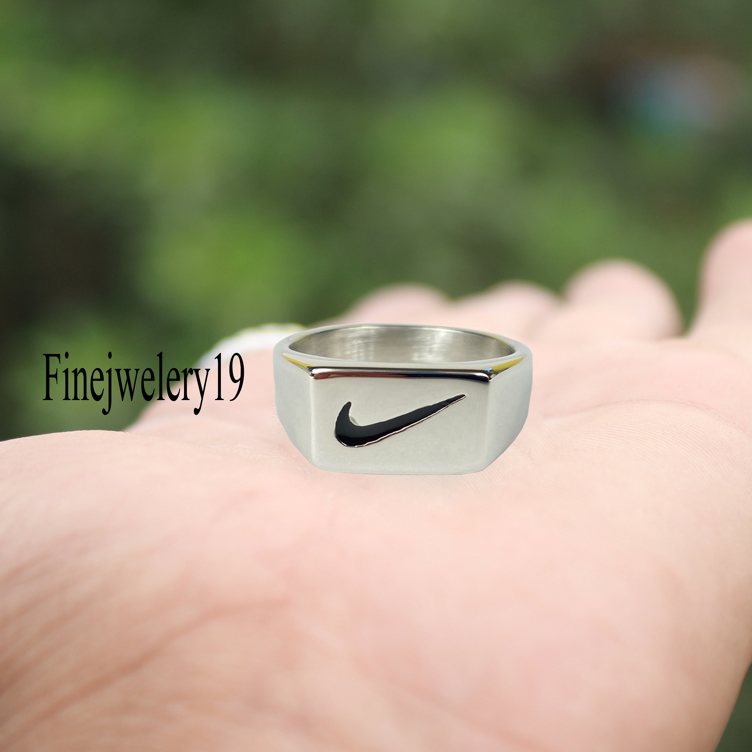 希少 vintage silver 925 nike ring RARE VINTAGE 80'S STERLING SILVER NIKE SWOOSH ONYX MENS RING