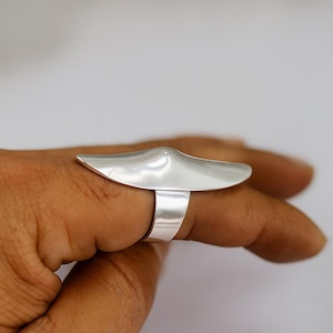 Chunky 925 Sterling Silver Statement Ring, Wide Cuff Full Finger Ring, Bold Handmade Boho Ring, Bohemian Jewelry for Women