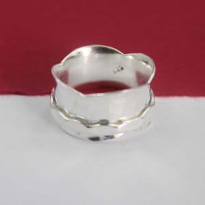 Spinner Ring 925 Sterling Silver Handmade Ring Hammered Ring Meditation Fidget Ring Handmade Jewelry Gift For Women
