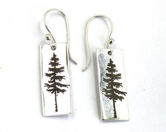 925 Sterling Silber Pine Tree Ohrringe: Naturliebhaber Ohrringe