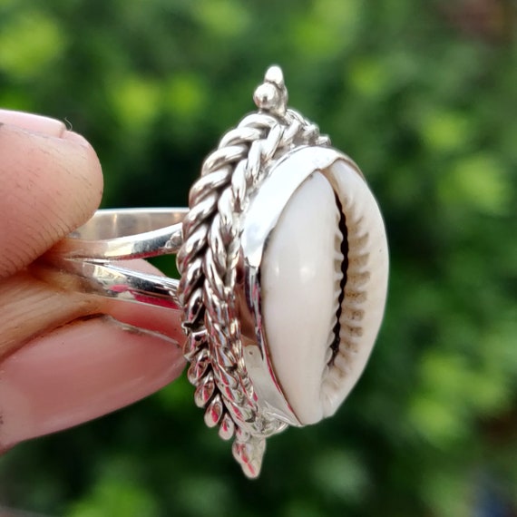 Bague coquillage cauri, bague en argent sterling 925, bague de