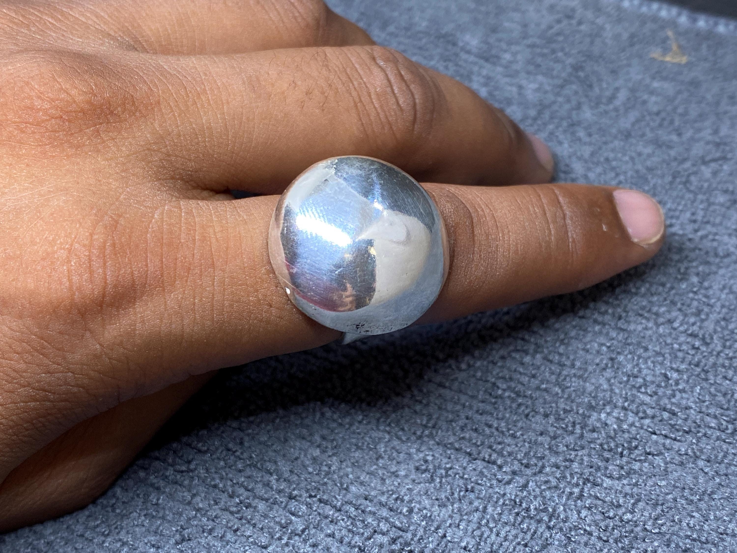 Chunky 925 Sterling Silver Dome Ring: Handmade Bold Statement Jewelry ...
