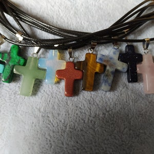 Gemstone crystal cross pendant necklace