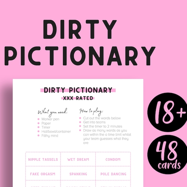 Dirty Pictionary | Instant Download | 48 Words | Funny Printable Game | Hen Party | Bridal Party | Bachelorette Party