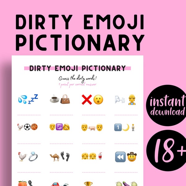 Dirty Emoji Pictionary | Instant Download | 16 Questions | Funny Printable Game | Hen Party | Bridal Party | Bachelorette Party