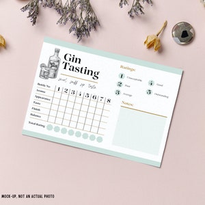 Cartes de dégustation de gin | Téléchargement instantané | Vert | Tableaux de bord imprimables | Fête de la poule | Fête d'anniversaire | Enterrement de vie de jeune fille