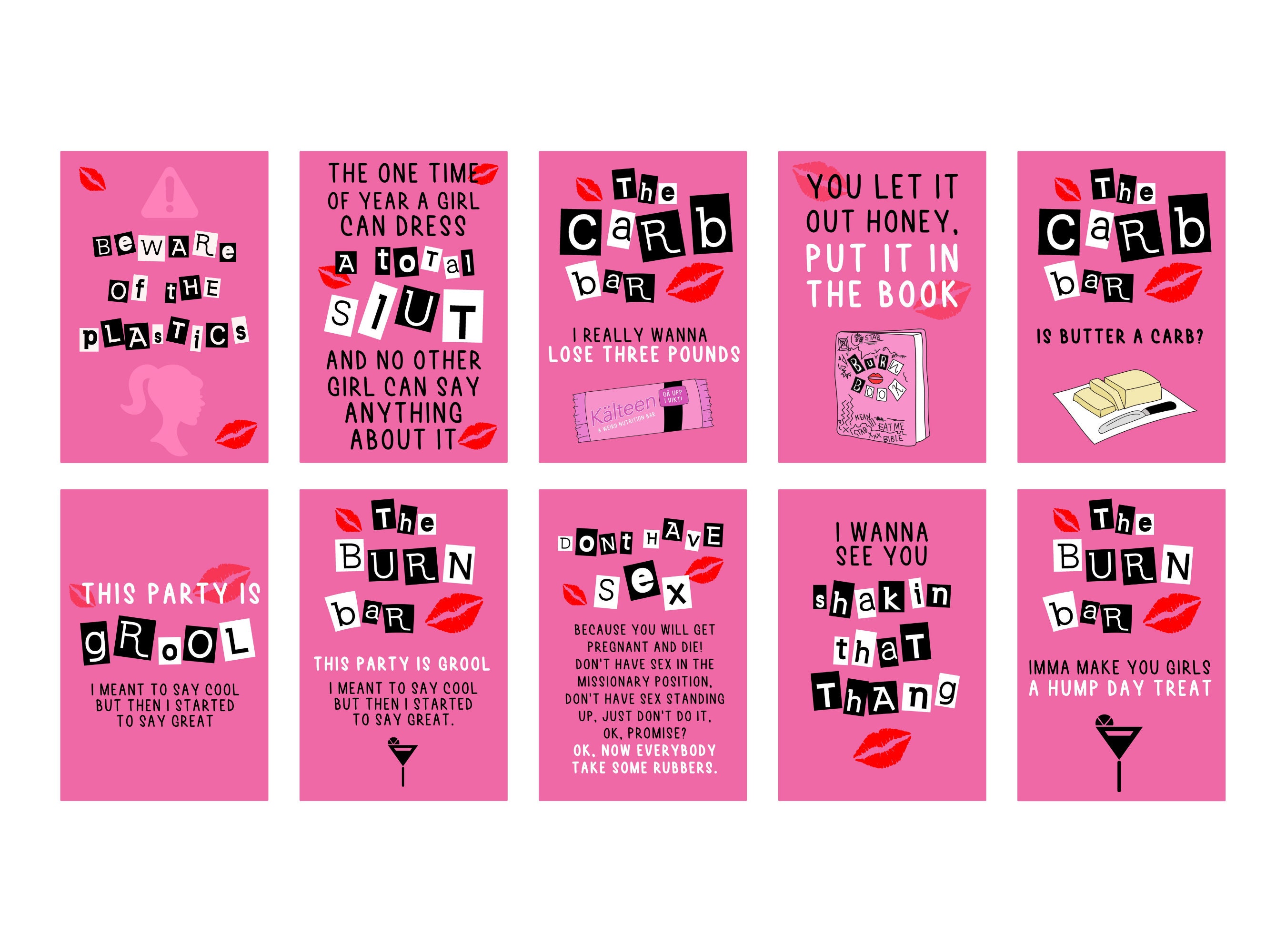 Mean Girls Party Posters Bundle X 10 Instant Downloads 10