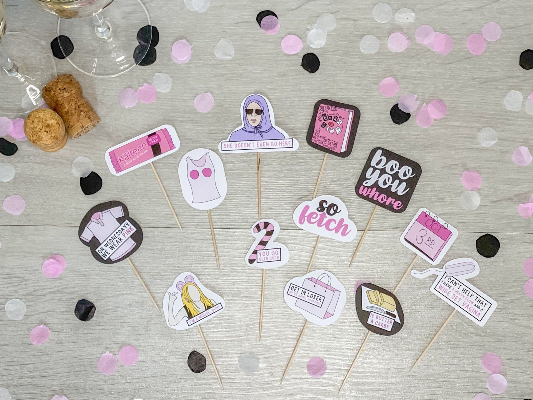 37 PCS Mean Girls Cupcake Toppers for Mean Girls  