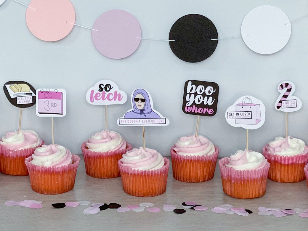 Movie Inspired Cupcake Toppers Themed Inspired Party -   Mean girls  party, Girls party decorations, Cupcake toppers